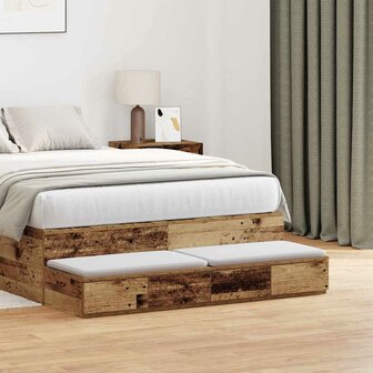 Bedlades met lade Oudhout 120 x 36,5 x 16,5 cm Bewerkt hout 1