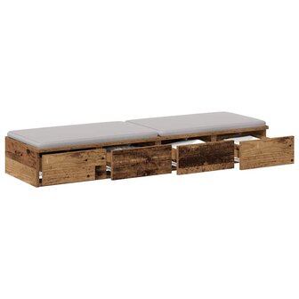 Bedlades met lade Oudhout 120 x 36,5 x 16,5 cm Bewerkt hout 3