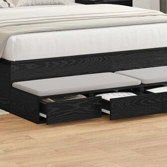 Bedlades met lade Zwart Eiken 140 x 36,5 x 16,5 cm Bewerkt hout 1