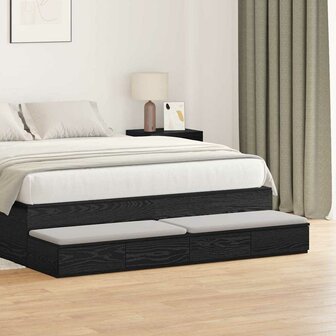 Bedlades met lade Zwart Eiken 150 x 36,5 x 16,5 cm Bewerkt hout 1
