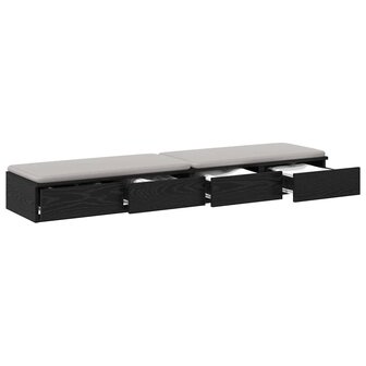 Bedlades met lade Zwart Eiken 150 x 36,5 x 16,5 cm Bewerkt hout 3