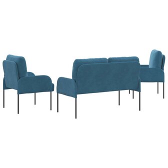 Sofa-Sets met kussen 3 pcs Blauw 115 x 56 x 80 cm Multiplex 7
