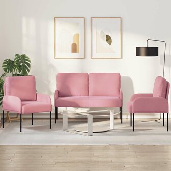 Sofa-Sets met kussen 3 pcs Roze 115 x 56 x 80 cm Multiplex 1