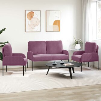 Sofa-Sets met kussen 3 pcs Paars 115 x 56 x 80 cm Multiplex 3