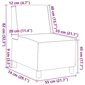 Modulaire bank zonder armleuningen lichtgrijs 55 cm stof 9