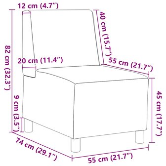 Modulaire bank zonder armleuningen donkergrijs 55 cm stof 9