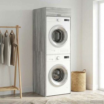Wasmachinekast Grijs Sonoma 67,5 x 68 x 200 cm Bewerkt hout 4
