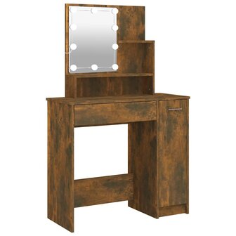 Kaptafel met LED-verlichting 86,5x35x136 cm gerookt eikenkleur 2