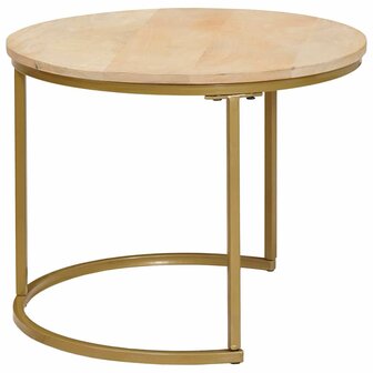 Salontafelset2 pcs Bruin Massief mangohout en staal 6