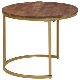 Salontafelset2 pcs Donkerbruin Massief mangohout en staal 6
