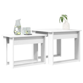 Salontafelset2 pcs Wit Bewerkt hout 3