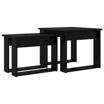 Salontafelset2 pcs Zwart Eiken Bewerkt hout 2