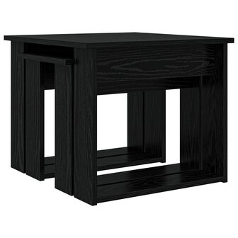 Salontafelset2 pcs Zwart Eiken Bewerkt hout 5