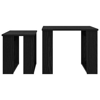 Salontafelset2 pcs Zwart Eiken Bewerkt hout 9