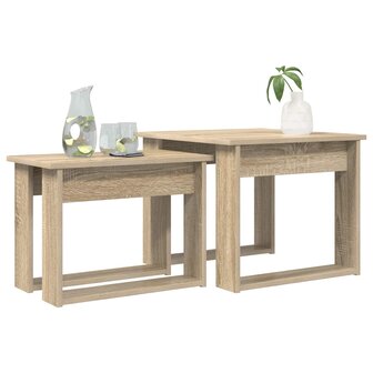 Salontafelset2 pcs Sonoma Eiken Bewerkt hout 3