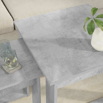 Salontafelset2 pcs Beton Grijs Bewerkt hout 4