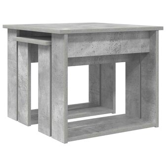 Salontafelset2 pcs Beton Grijs Bewerkt hout 5
