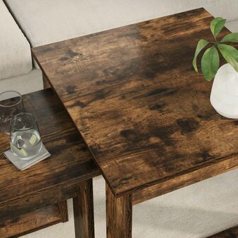 Salontafelset2 pcs Gerookt eiken Bewerkt hout 4