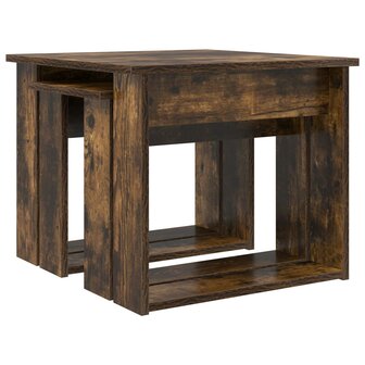 Salontafelset2 pcs Gerookt eiken Bewerkt hout 5