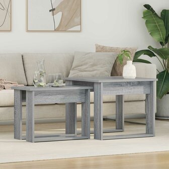 Salontafelset2 pcs Grijs Sonoma Bewerkt hout 1