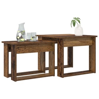 Salontafelset2 pcs Oudhout Bewerkt hout 3