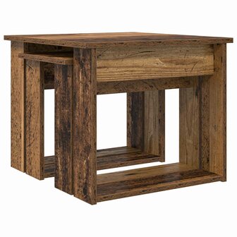 Salontafelset2 pcs Oudhout Bewerkt hout 5