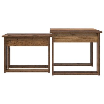 Salontafelset2 pcs Oudhout Bewerkt hout 8