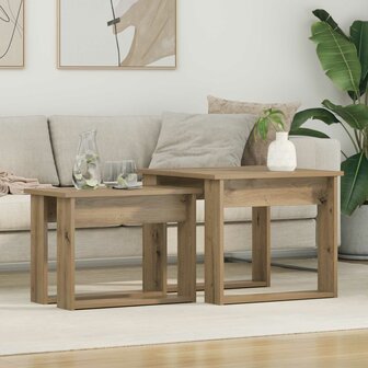 Salontafelset2 pcs Artisan Eiken Bewerkt hout 1