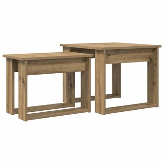 Salontafelset2 pcs Artisan Eiken Bewerkt hout 2