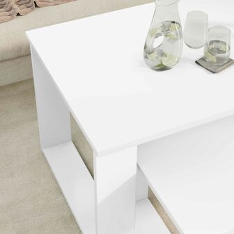 Salontafelset2 pcs Wit Bewerkt hout 4