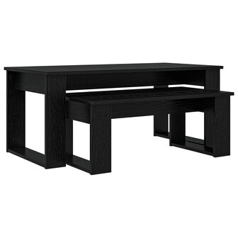 Salontafelset2 pcs Zwart Eiken Bewerkt hout 2