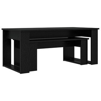 Salontafelset2 pcs Zwart Eiken Bewerkt hout 5