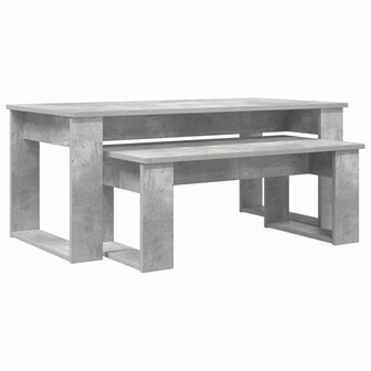 Salontafelset2 pcs Beton Grijs Bewerkt hout 2