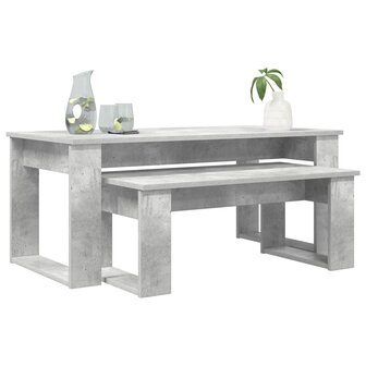 Salontafelset2 pcs Beton Grijs Bewerkt hout 3