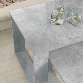 Salontafelset2 pcs Beton Grijs Bewerkt hout 4