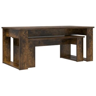Salontafelset2 pcs Gerookt eiken Bewerkt hout 5