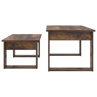 Salontafelset2 pcs Gerookt eiken Bewerkt hout 9