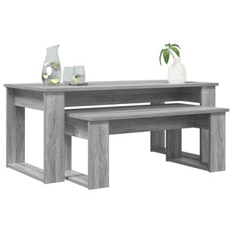 Salontafelset2 pcs Grijs Sonoma Bewerkt hout 3