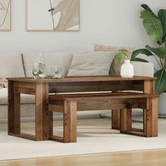 Salontafelset2 pcs Oudhout Bewerkt hout 1