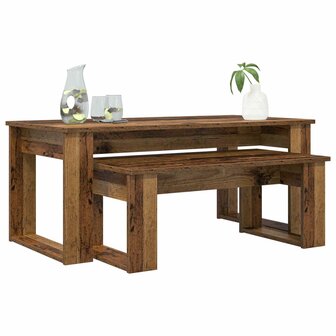 Salontafelset2 pcs Oudhout Bewerkt hout 3