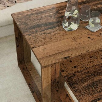 Salontafelset2 pcs Oudhout Bewerkt hout 4