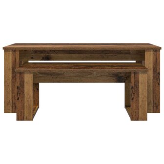 Salontafelset2 pcs Oudhout Bewerkt hout 8