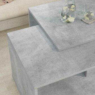 Salontafelset2 pcs Beton Grijs Bewerkt hout 4