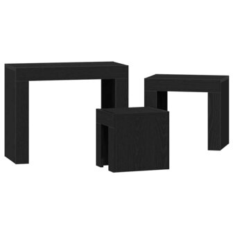 Nesttafels 3 pcs Zwart Eiken Bewerkt hout 8