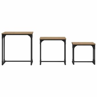 Salontafelset3 pcs artisanaal eikenkleurig Bewerkt hout 6