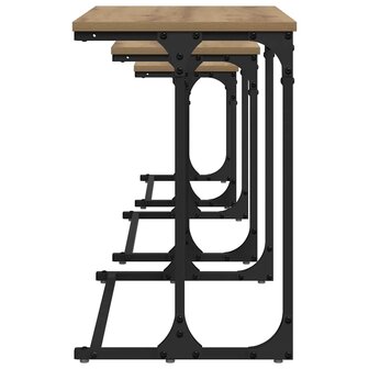 Salontafelset3 pcs artisanaal eikenkleurig Bewerkt hout 7