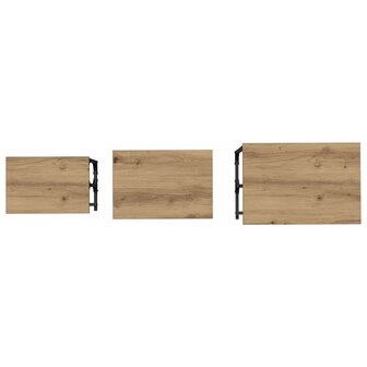 Salontafelset3 pcs artisanaal eikenkleurig Bewerkt hout 8