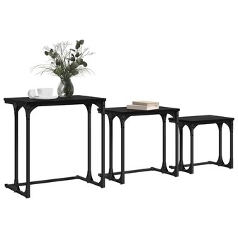 Salontafelset3 pcs Zwart eiken Bewerkt hout 3