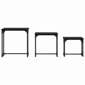Salontafelset3 pcs Zwart eiken Bewerkt hout 6