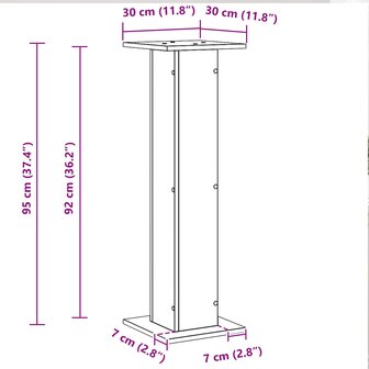 Luidsprekerstandaards 2 pcs Zwart Eiken 30 x 30 x 95 cm 9